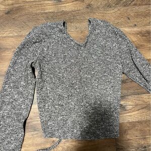 Garage Gray lace up back Sweater Cozy Knit